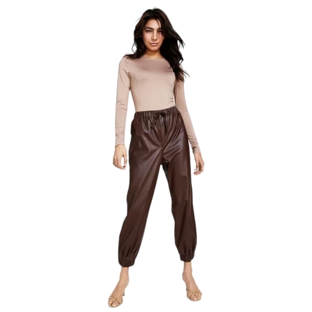 NWT Tinseltown Brown Faux Leather Jogger Pants Size 3X